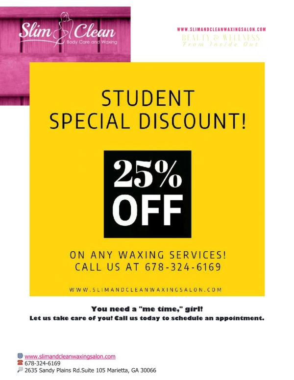 Slim and Clean's Student Special Discount!