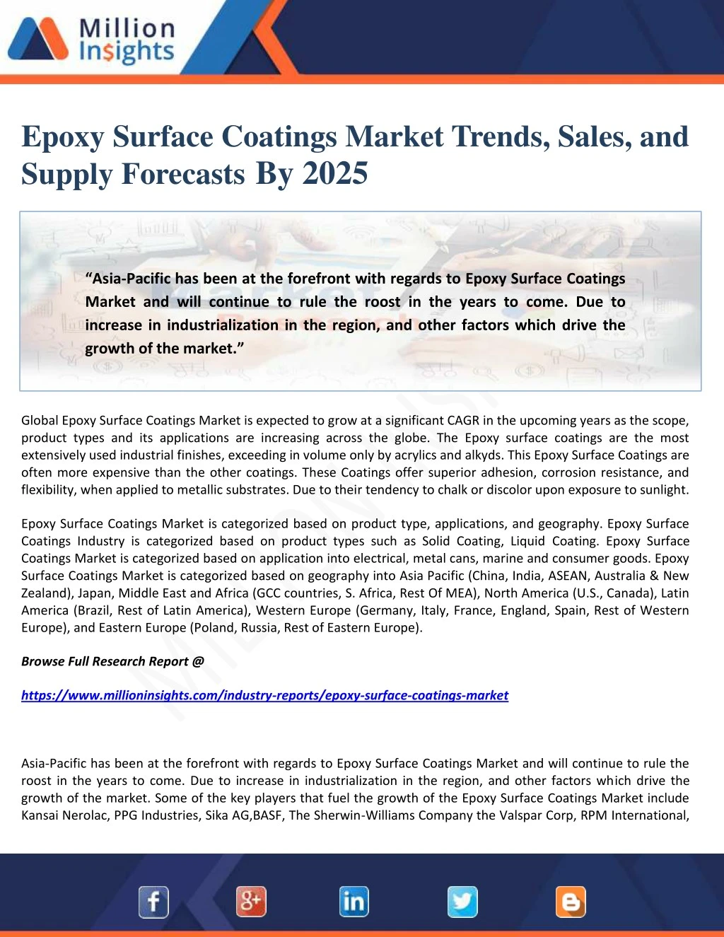 epoxy surface coatings market trends sales