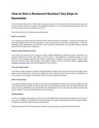 How to Start a Restaurant Business? Key Steps to Remember - slide 1