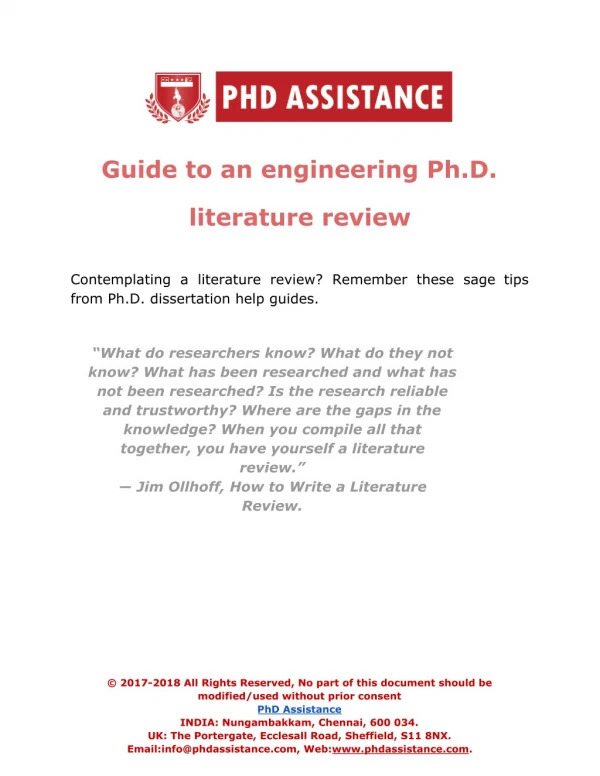 Guide to an engineering Ph.D. literature review