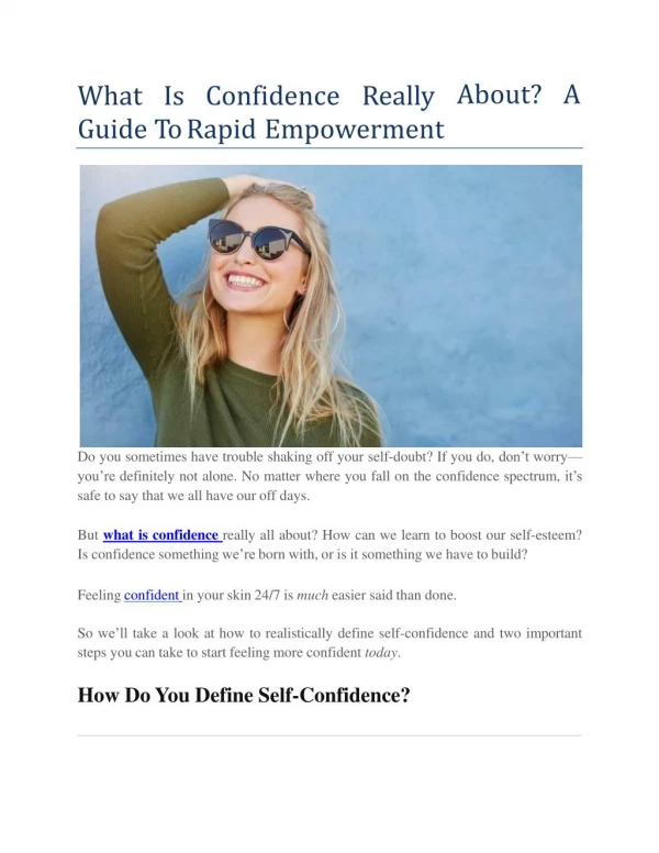 What Is Confidence Really About? A Guide To Rapid Empowerment
