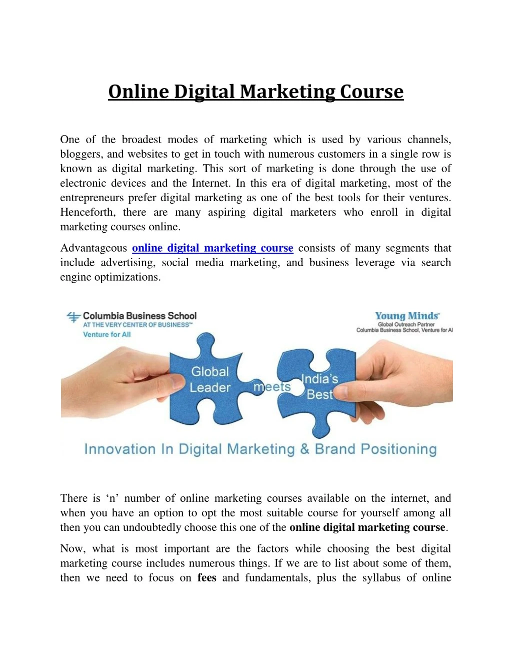 online digital marketing course