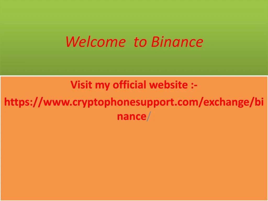 welcome to binance