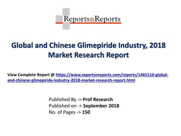 Global Glimepiride Industry with a focus on the Chinese Market