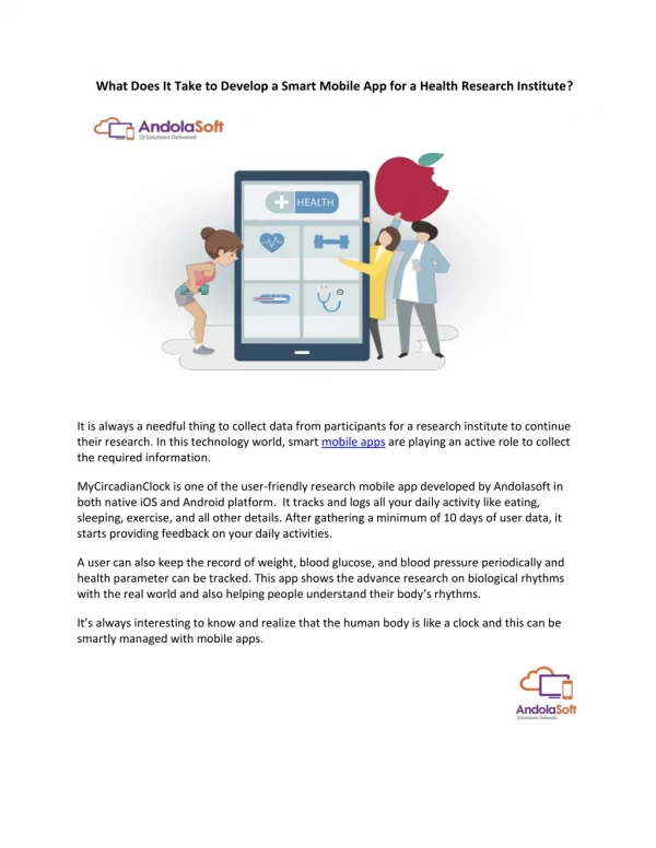 What Does It Take to Develop a Smart Mobile App for a Health Research Institute