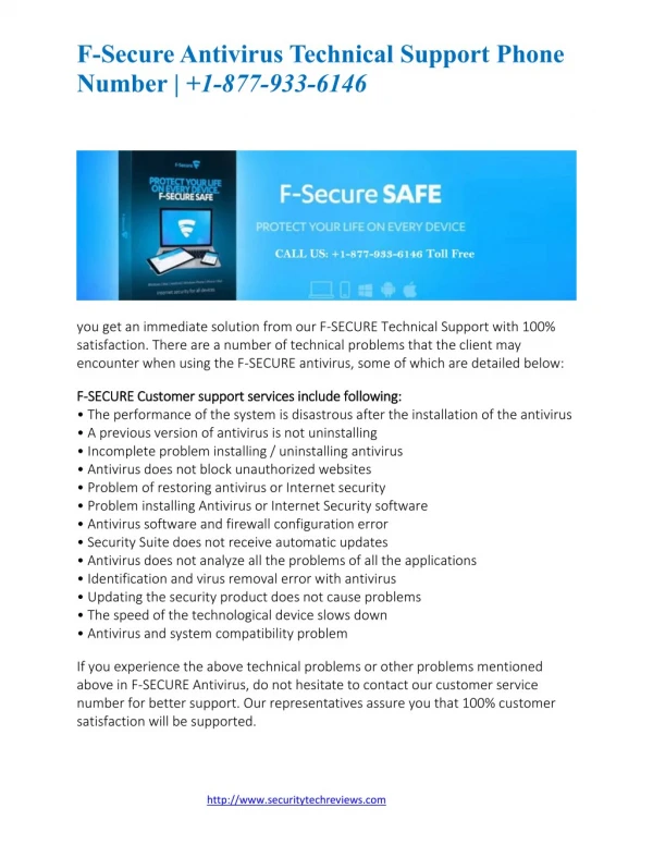F-Secure Antivirus Technical Support | CALL US: 1-877-933-6146
