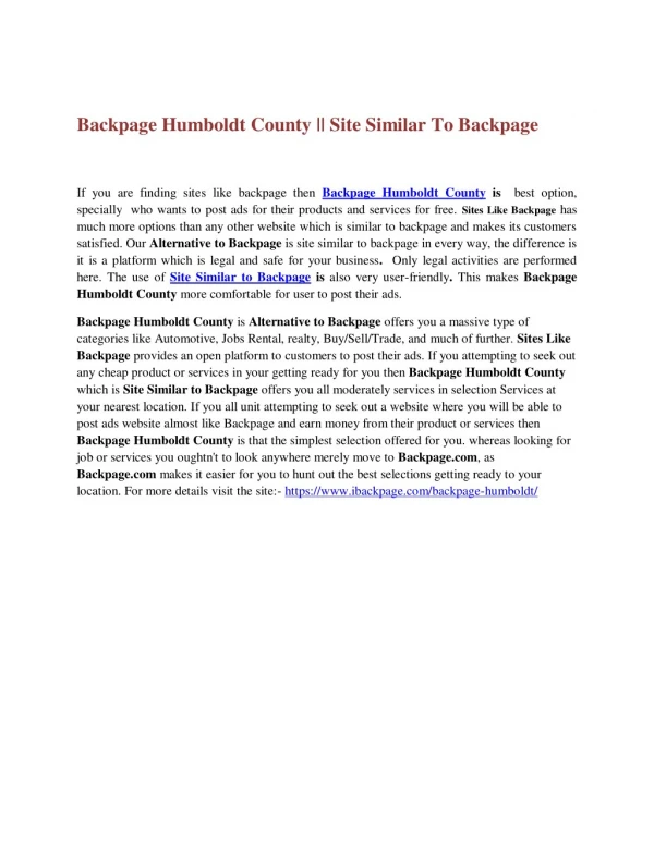 Backpage Humboldt County || Site Similar To Backpage