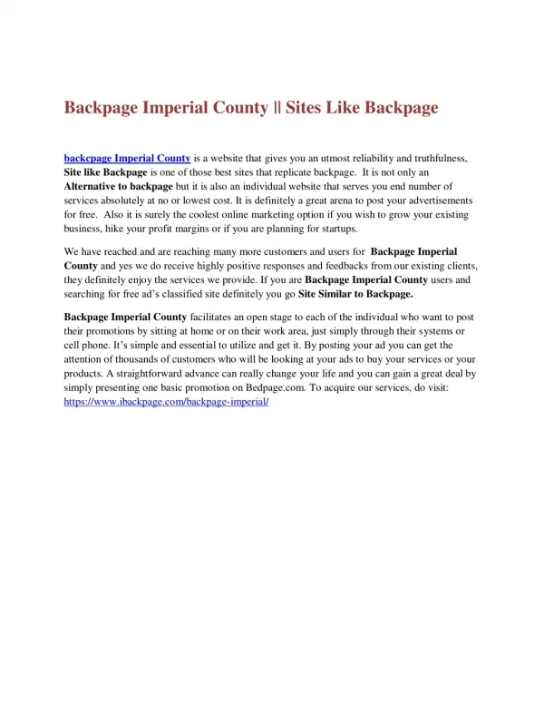 Backpage Imperial County || Sites Like Backpage