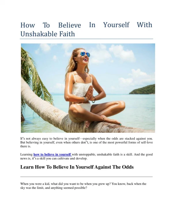 How To Believe In Yourself With Unshakable Faith