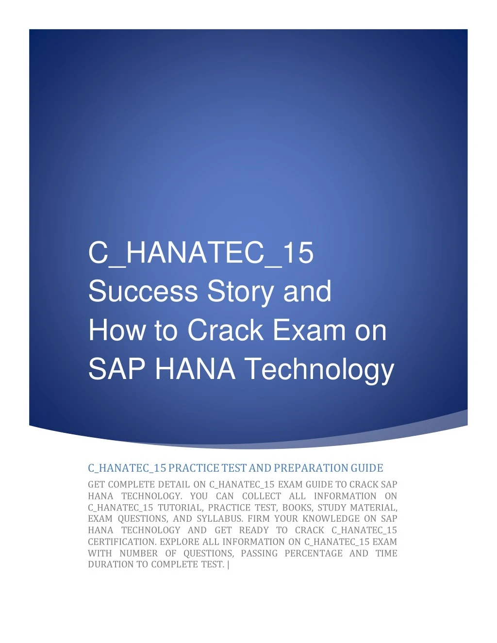 c hanatec 15 success story and how to crack exam