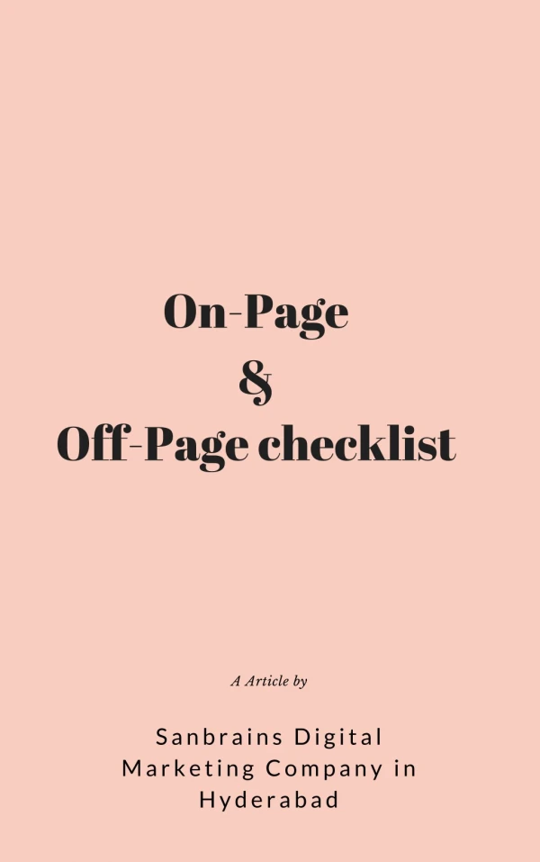 On Page and Off Page Checklist by sanbrains digital marketing services in hyderabad