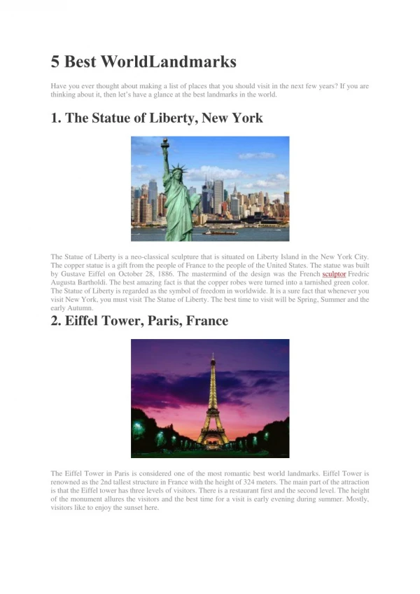 5 Best WorldLandmarks