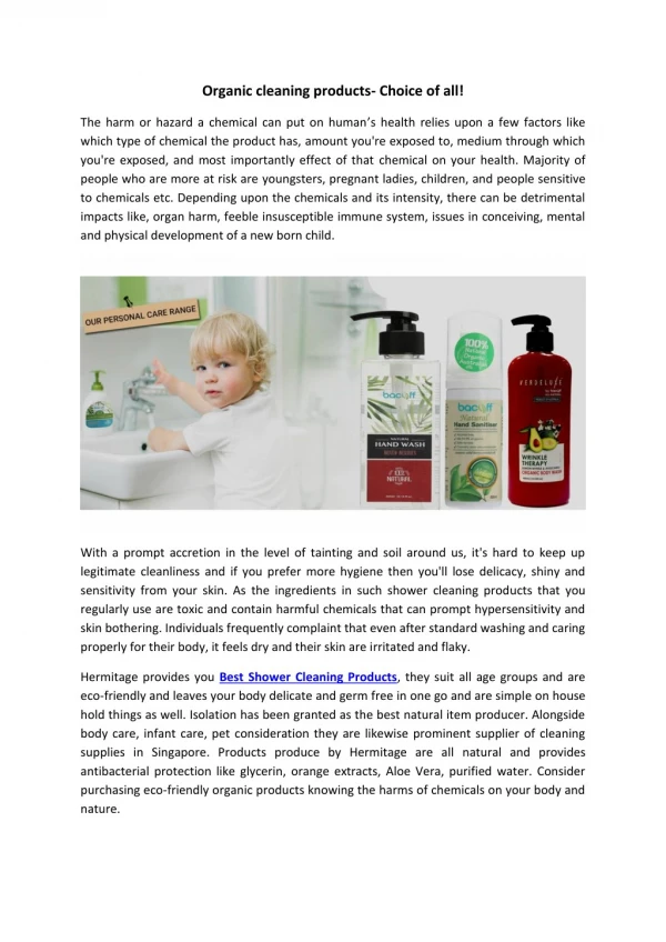 Organic cleaning products- Choice of all!