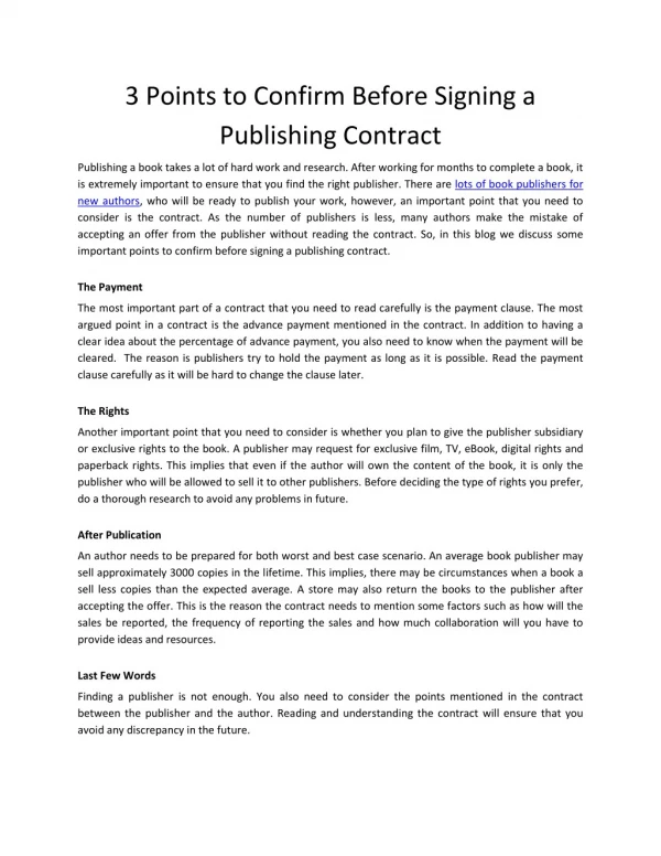 3 Points to Confirm Before Signing a Publishing Contract