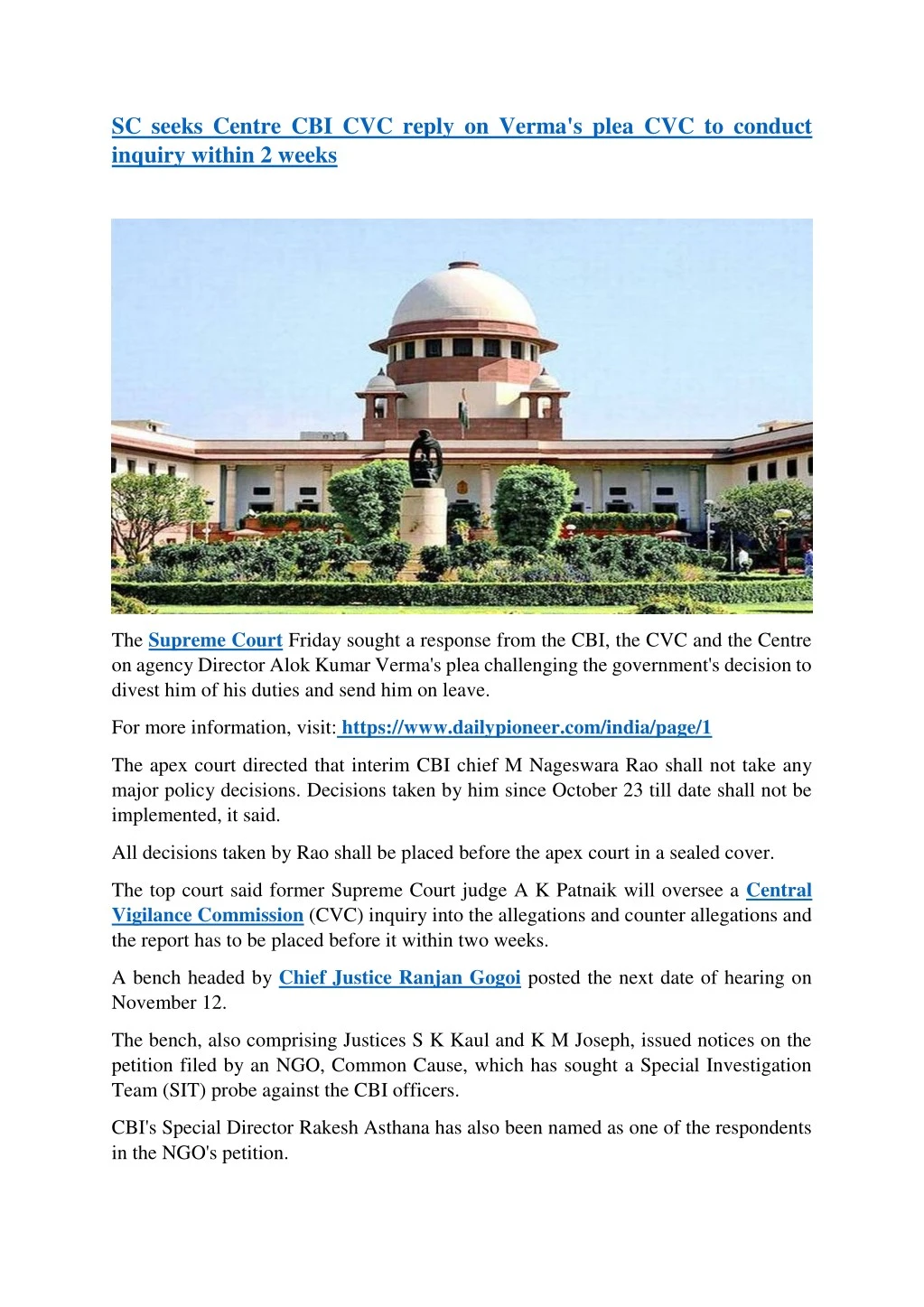 sc seeks centre cbi cvc reply on verma s plea