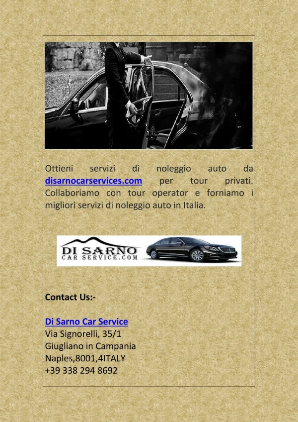 Noleggio auto per tour privati