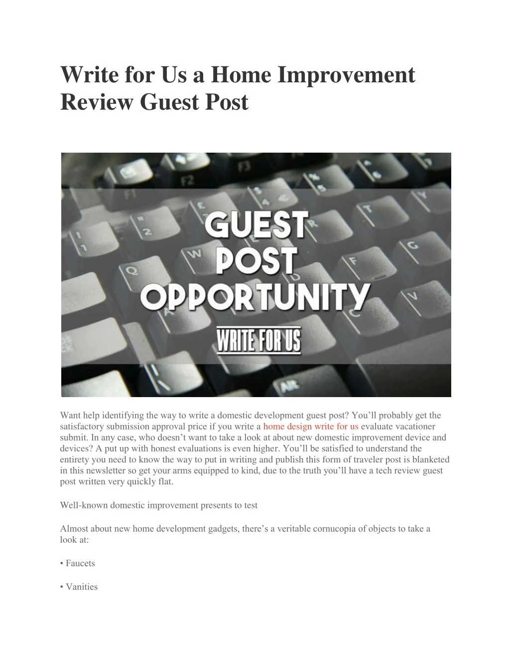 write for us a home improvement review guest post