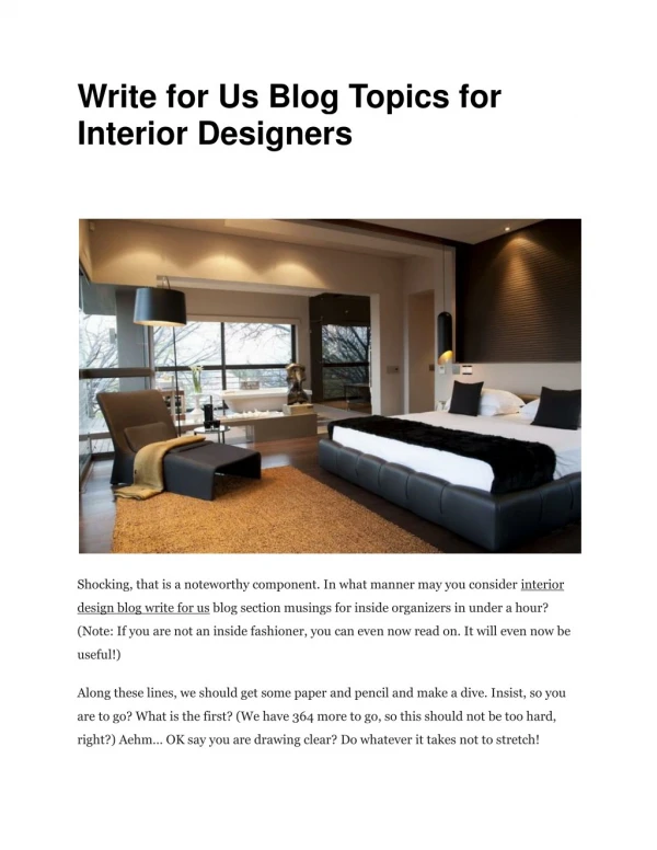 Write for Us Blog Topics for Interior Designers
