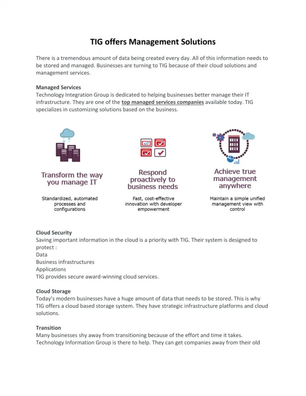 TIG offers Management Solutions