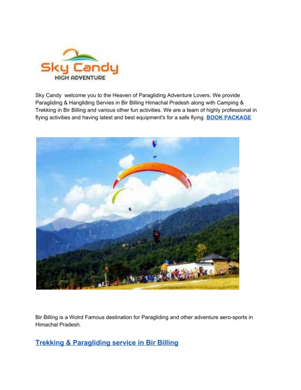 Paragliding and Staying Package in Bir Billing , Best Paraglading Service Birbilling
