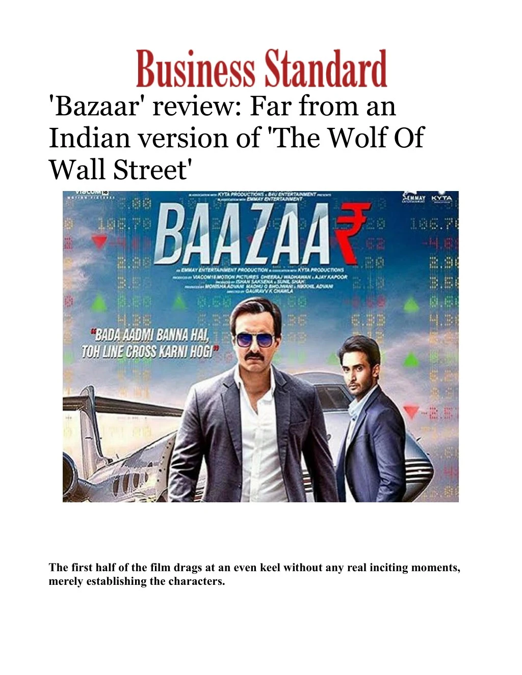 bazaar review far from an indian version