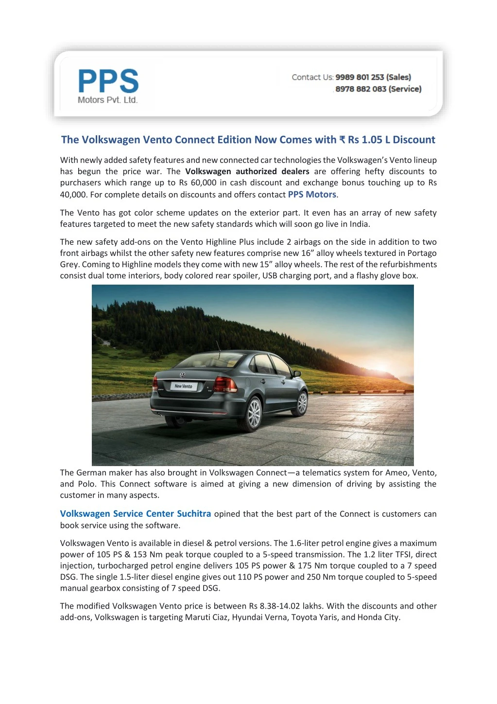 the volkswagen vento connect edition now comes