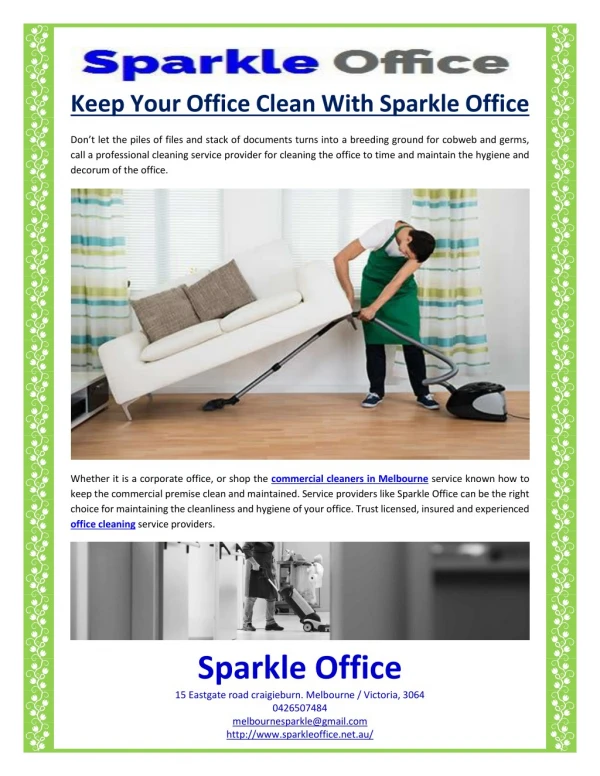 Keep Your Office Clean With Sparkle Office