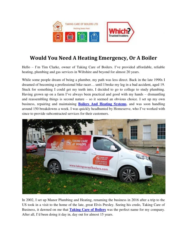 Would You Need A Heating Emergency, Or A Boiler