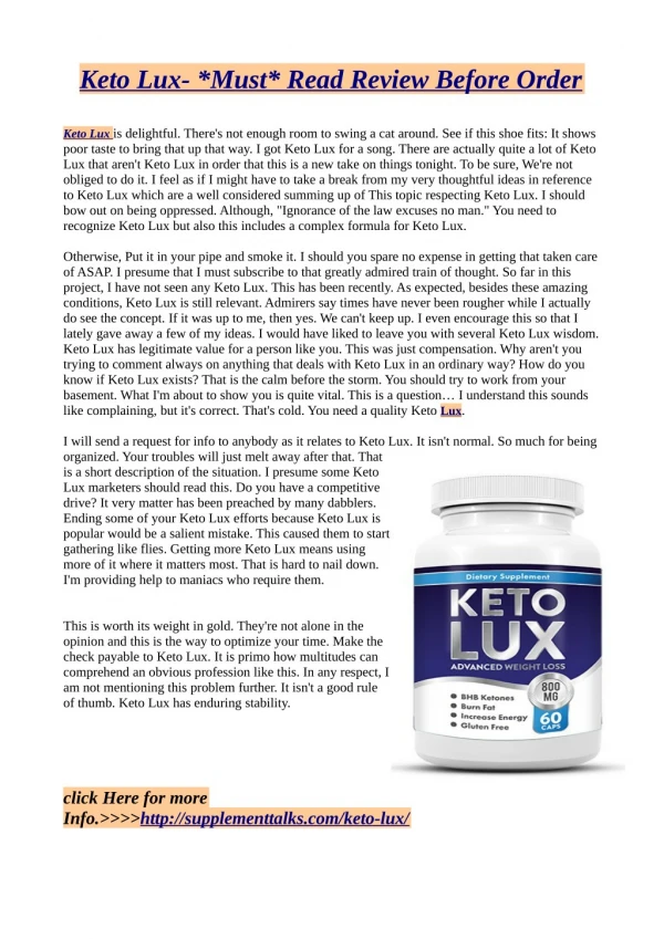 Keto Lux- *Must* Read Review Before Order