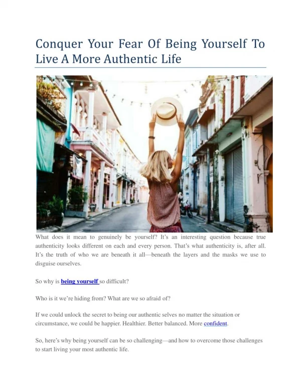 Conquer Your Fear Of Being Yourself To Live A More Authentic Life