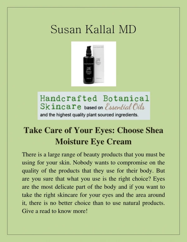 Take Care of Your Eyes: Choose Shea Moisture Eye Cream