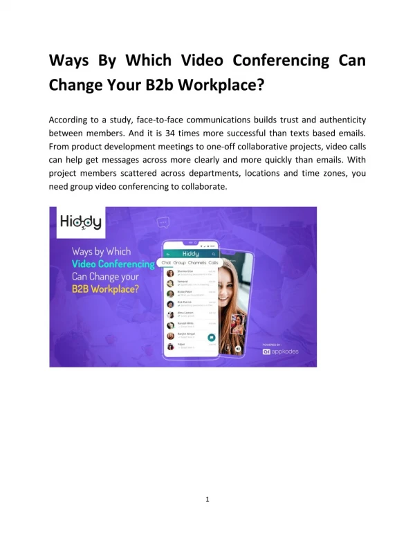 Ways by Which Video Conferencing Can Change Your B2B Workplace?