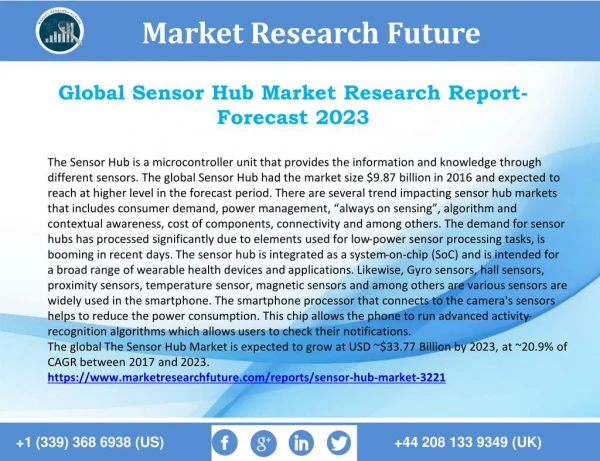 Sensor Hub Market Revenue Analysis, Growth Rate, Size, Trend, Key Players and Forecast 2023