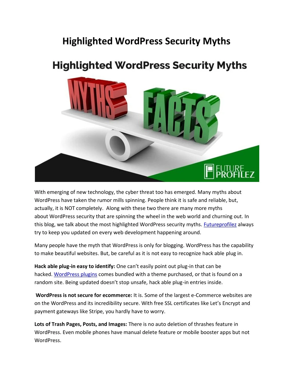 highlighted wordpress security myths