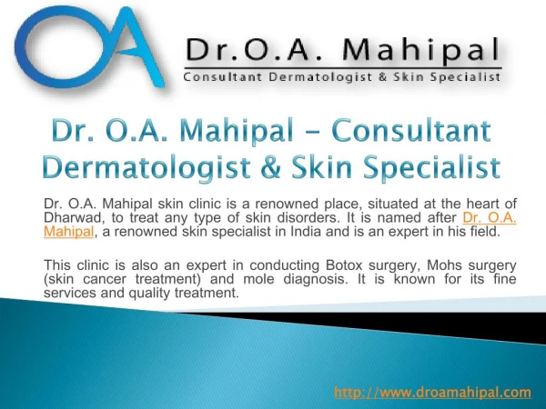 Dr. O.A. Mahipal - Consultant Dermatologist & Skin Specialist