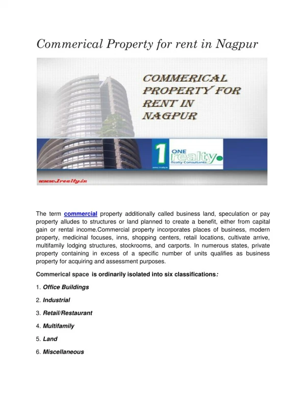 Commerical property for rent in Nagpur