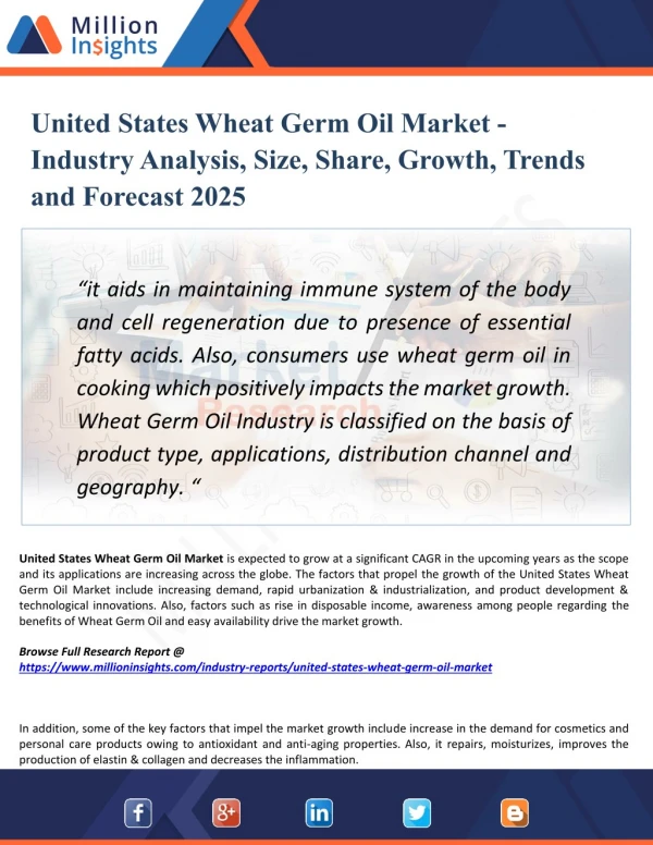 United States Wheat Germ Oil Market Supplier, Competition by Manufacturers and Competitor Analysis to 2025 Forecast