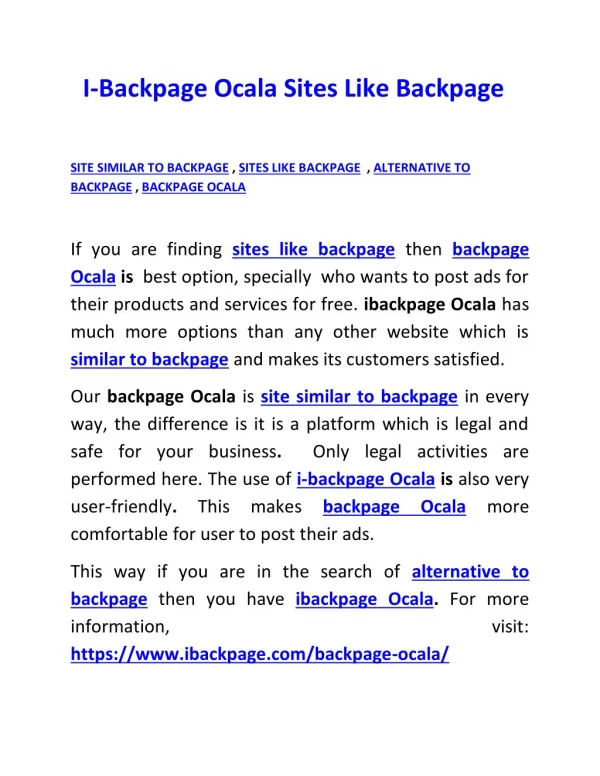 I-Backpage Ocala Sites Like Backpage