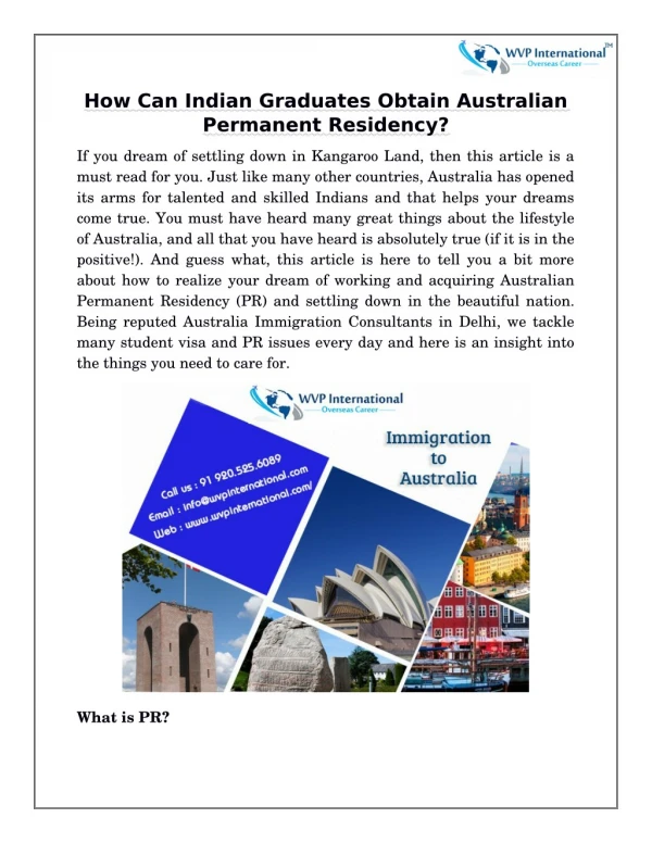 How Can Indian Graduates Obtain Australian Permanent Residency?