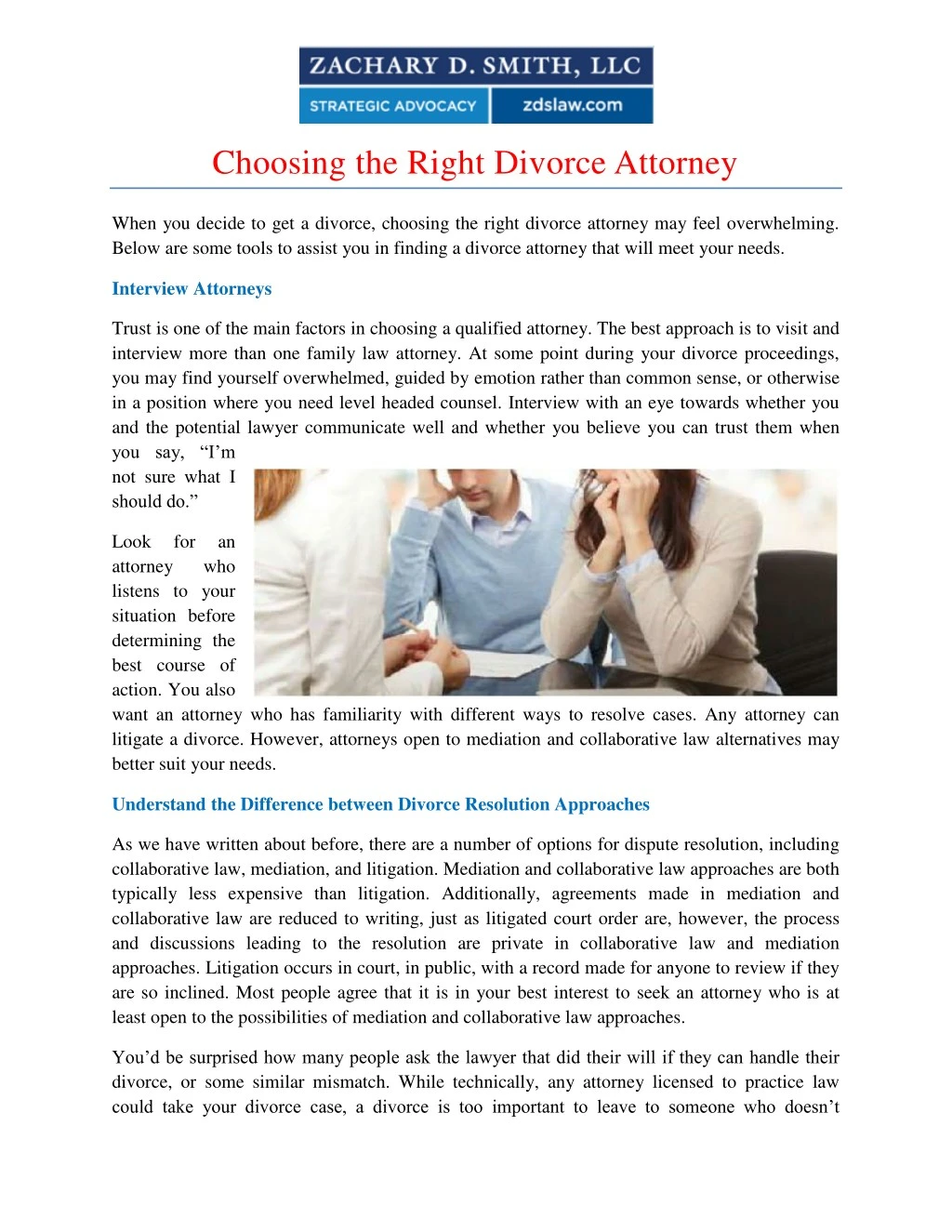choosing the right divorce attorney