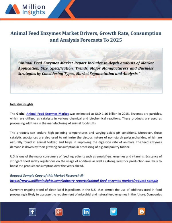 Animal Feed Enzymes Market Drivers, Growth Rate, Consumption and Analysis Forecasts To 2025