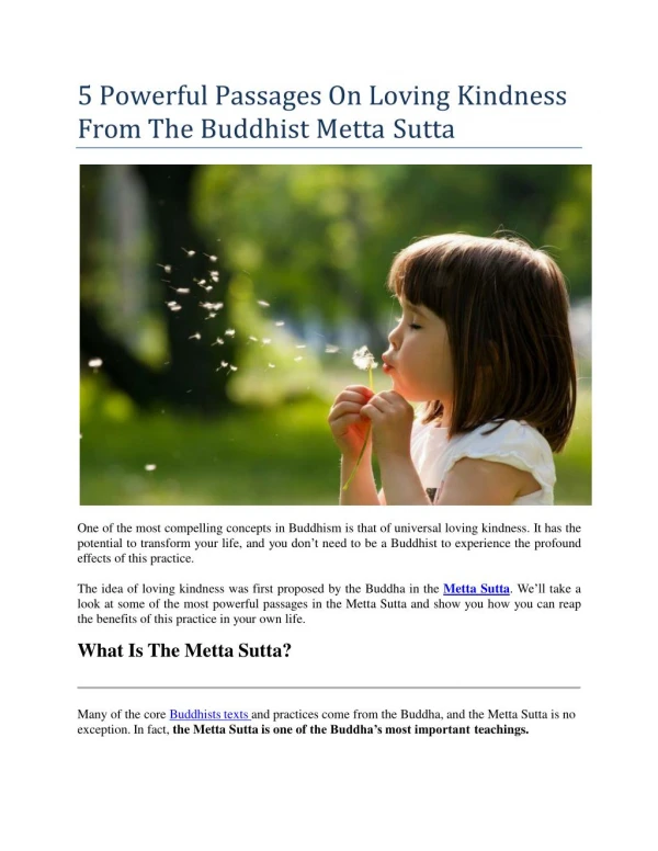 5 Powerful Passages On Loving Kindness From The Buddhist Metta Sutta