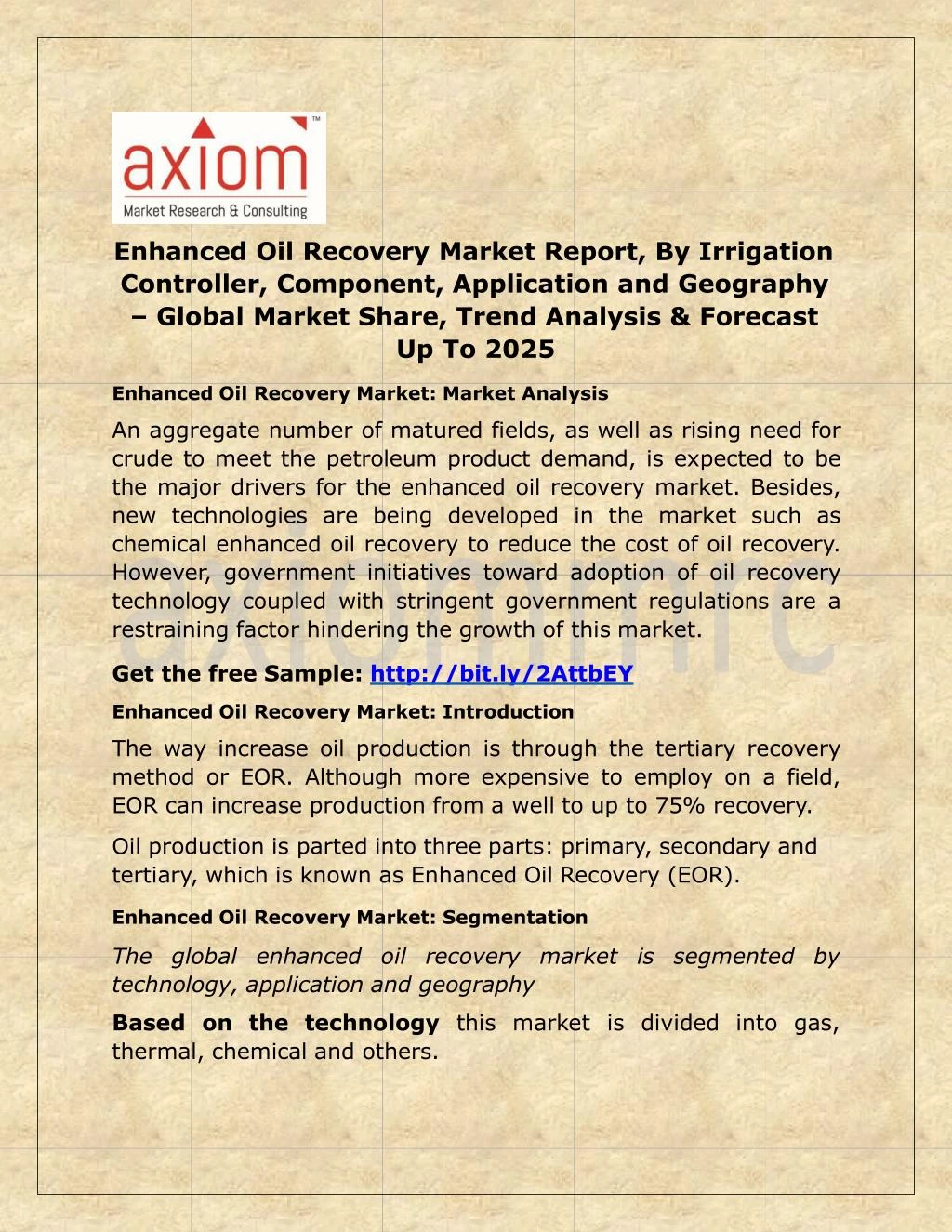 enhanced oil recovery market report by irrigation