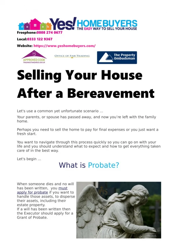 How to Sell your House after a Bereavement