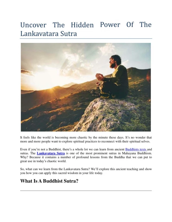 Uncover The Hidden Power Of The Lankavatara Sutra
