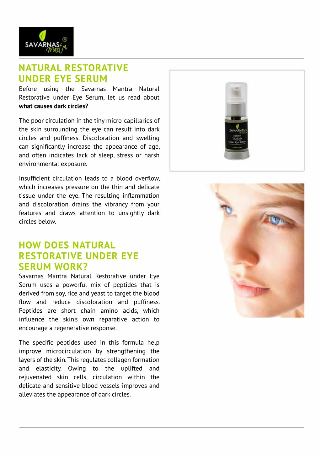 natural restorative under eye serum before using