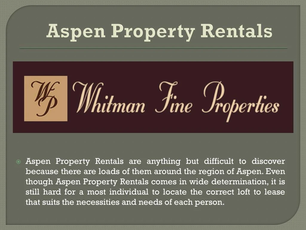 aspen property rentals