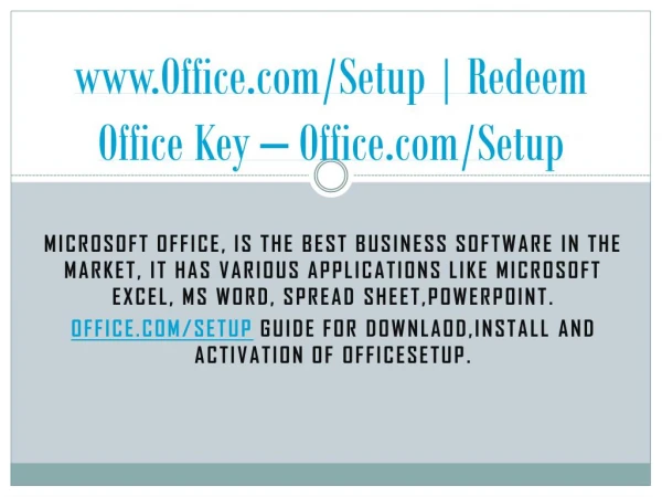 Office.com/setup | Download and Redeem Office 2016, or Office 2019 Key