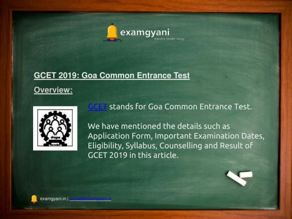 GCET 2019: Application Form, Exam Dates, Eligibility, Syllabus, Result