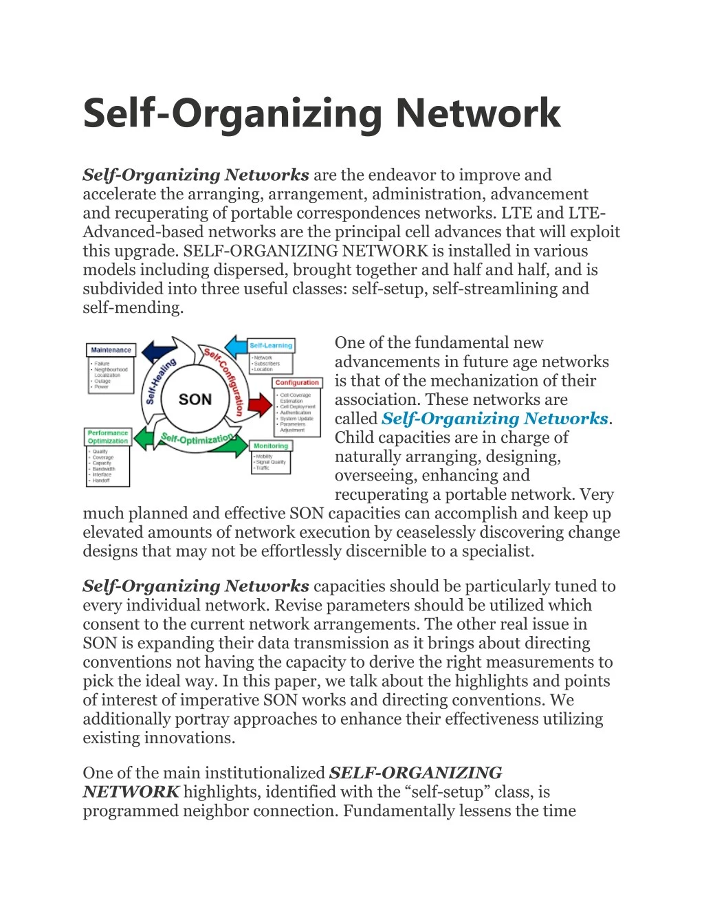 self organizing network